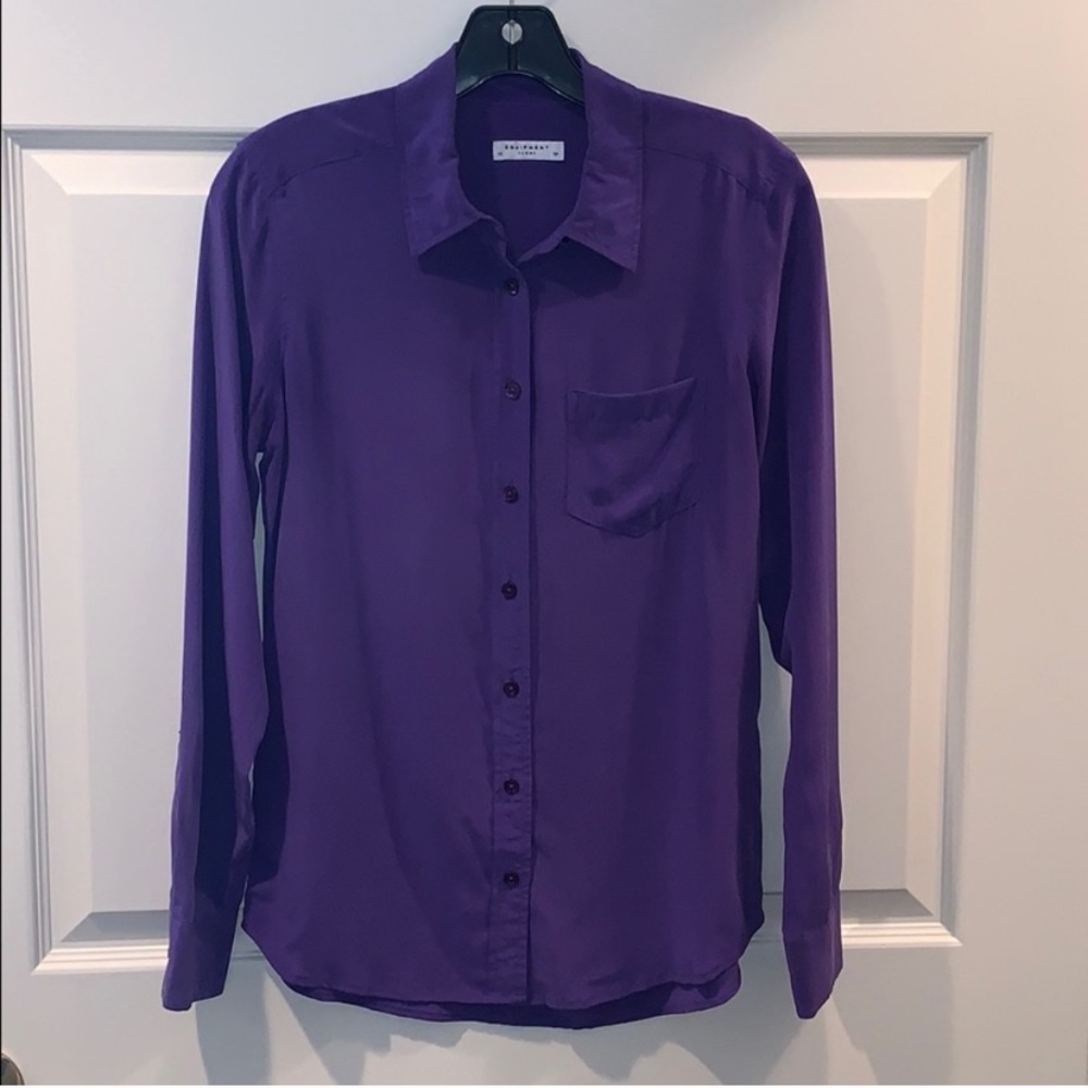 Equipment purple “slim signature” silk blouse